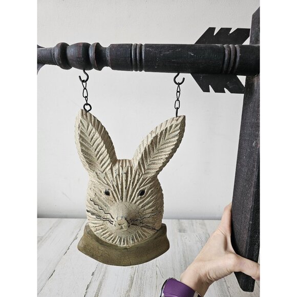 Wooden hanging Easter rabbit bunny welcome porch sign shabby chic vintage unique - Picture 1 of 8